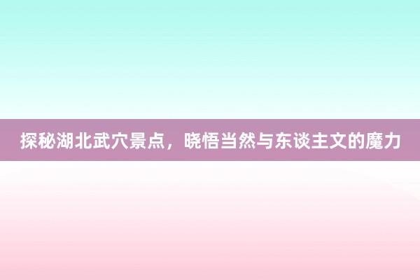 探秘湖北武穴景点，晓悟当然与东谈主文的魔力